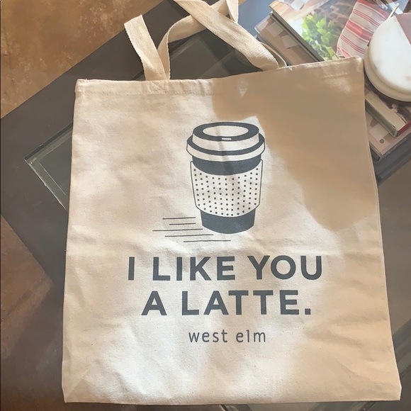 Handbags - I Like You A Latte West Elm canvas tote bag - NEW